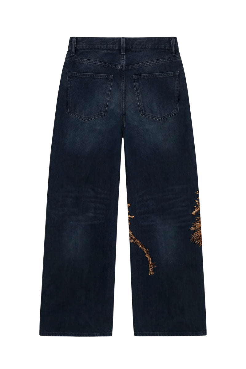 Off Supply Gilded Crane Embroidered Denim — Limited Edition