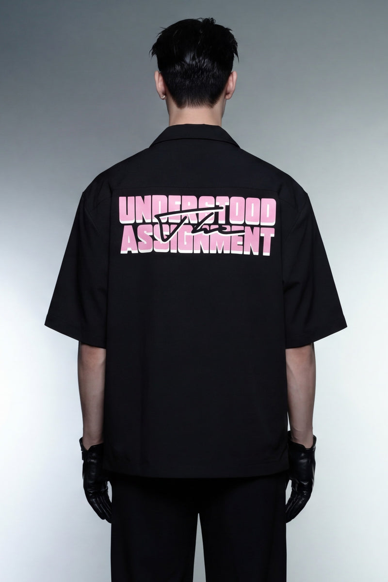 assignment-off-supply-black-bowling-shirt model back