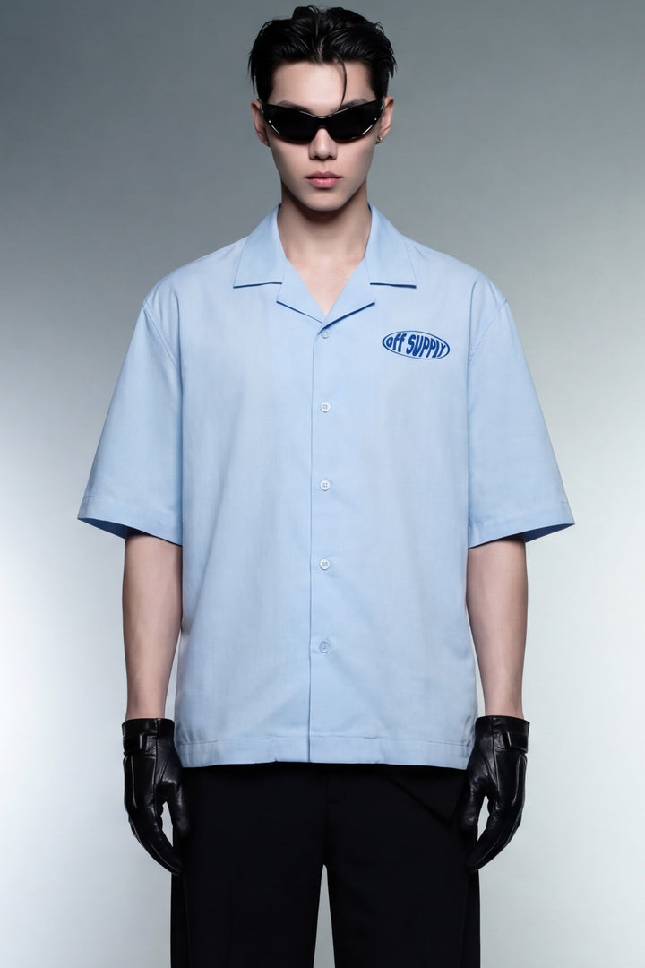 Blank Off Supply Ice Blue Bowling Shirt