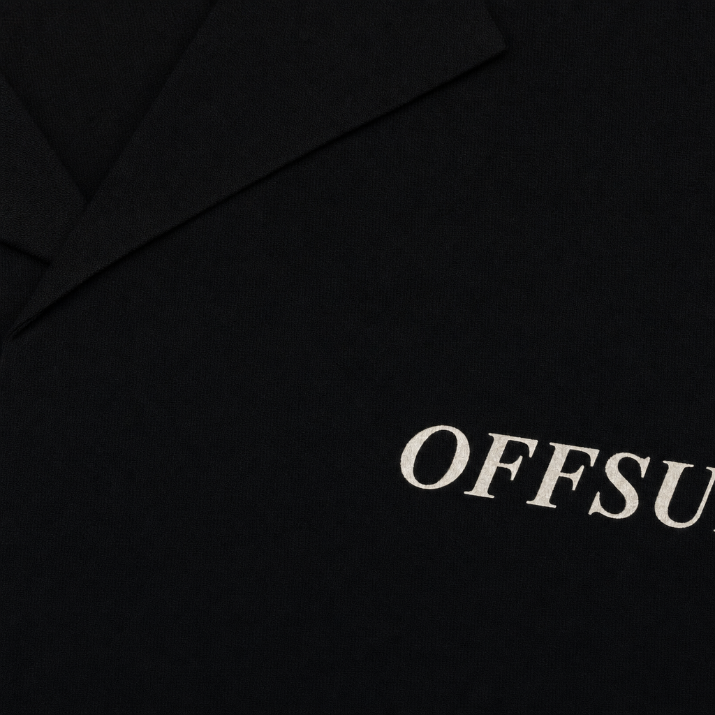Close-up fabric detail - BASIC BLACK BOWLING SHIRT