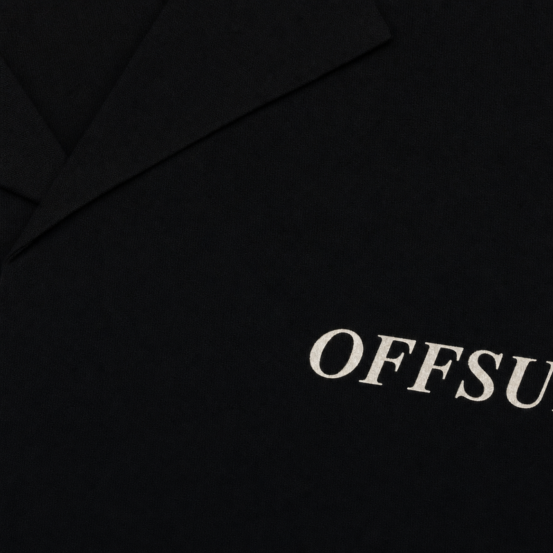 Close-up fabric detail - BASIC BLACK BOWLING SHIRT