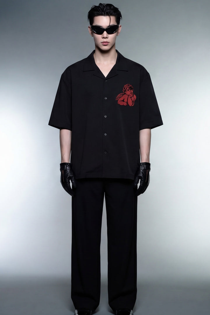 Off Supply Lost In Thoughts Black Bowling Shirt