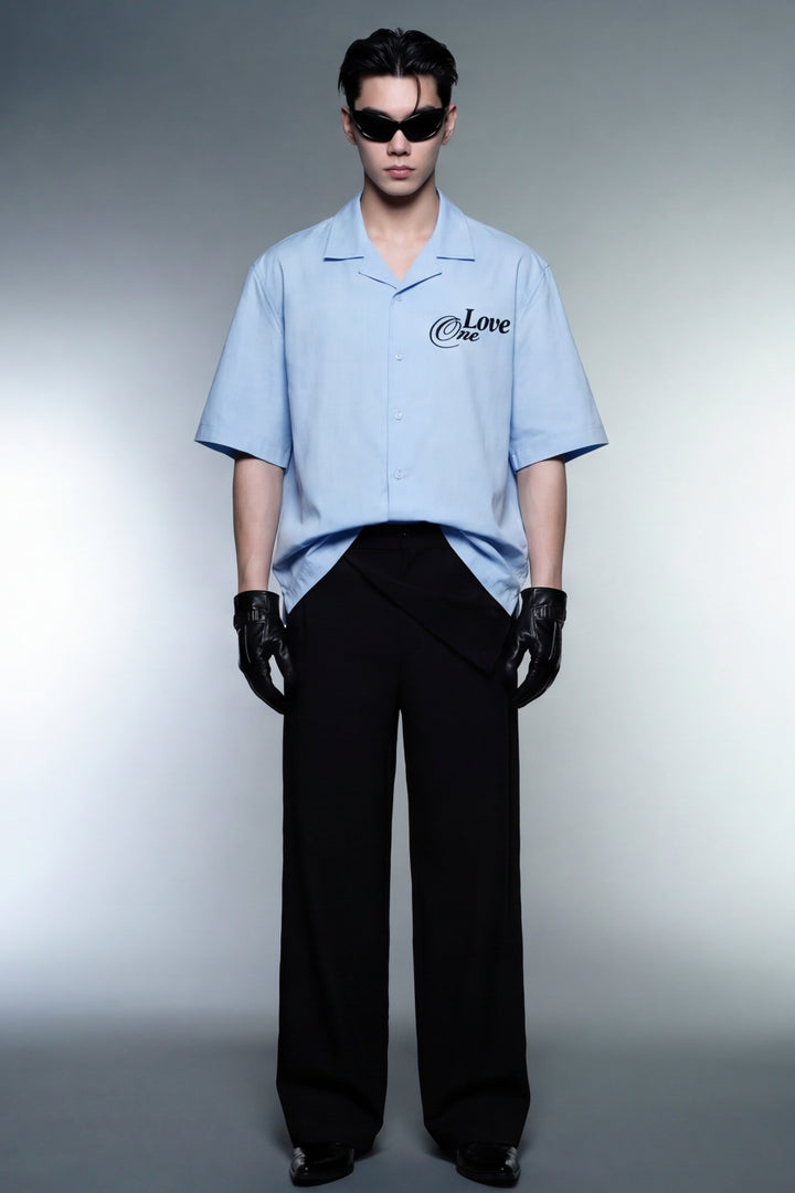Off Supply Love One Ice Blue Bowling Shirt