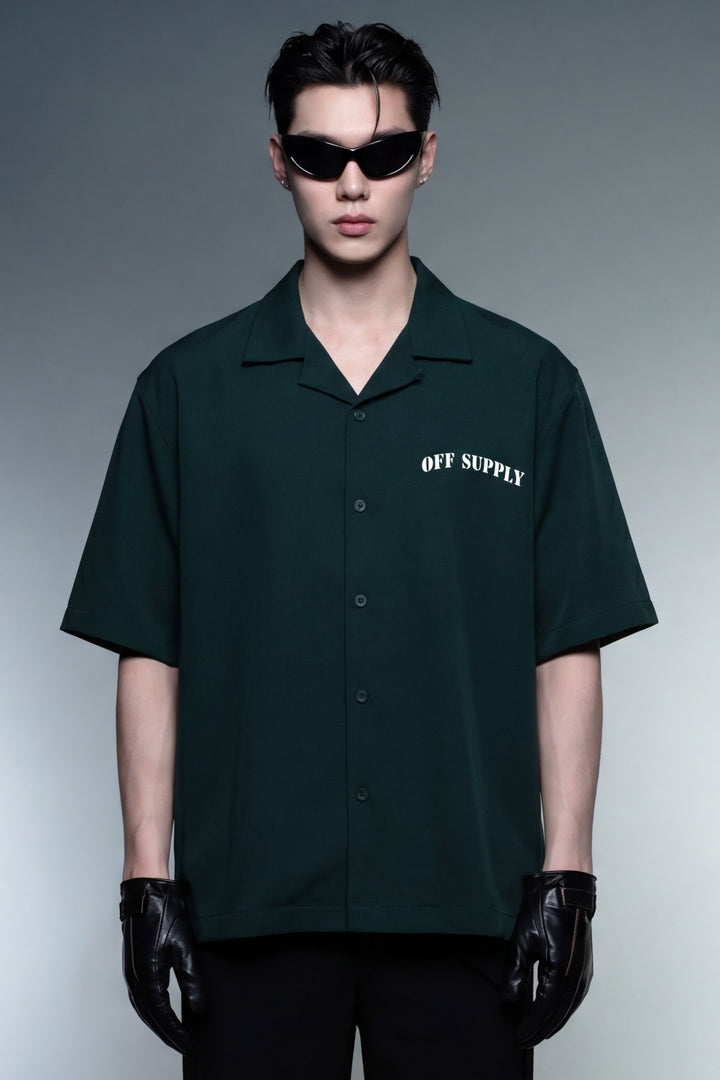 Off Supply Island Archive Bowling Shirt - Forest Green