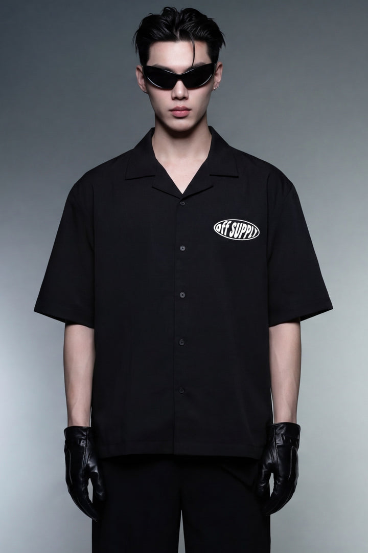 Off Supply Lucky Vibes Black Bowling Shirt