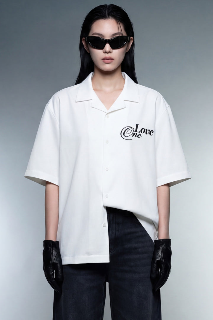 Off Supply Love One White Bowling Shirt