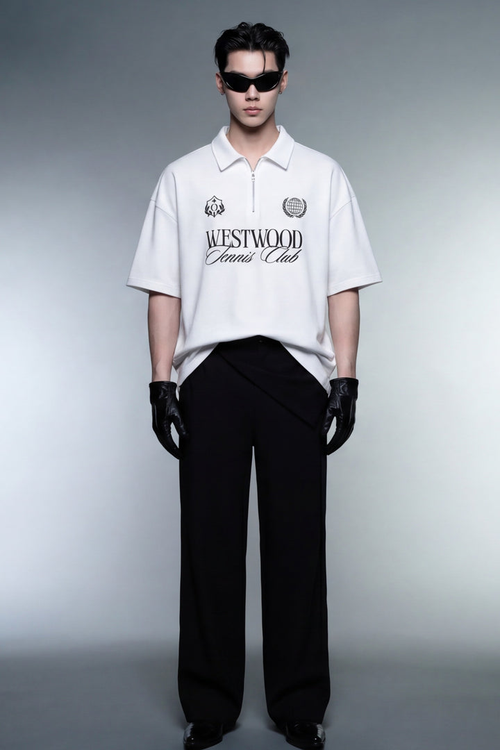 Off Supply Westwood Tennis Club White Quarter Zip T-shirt