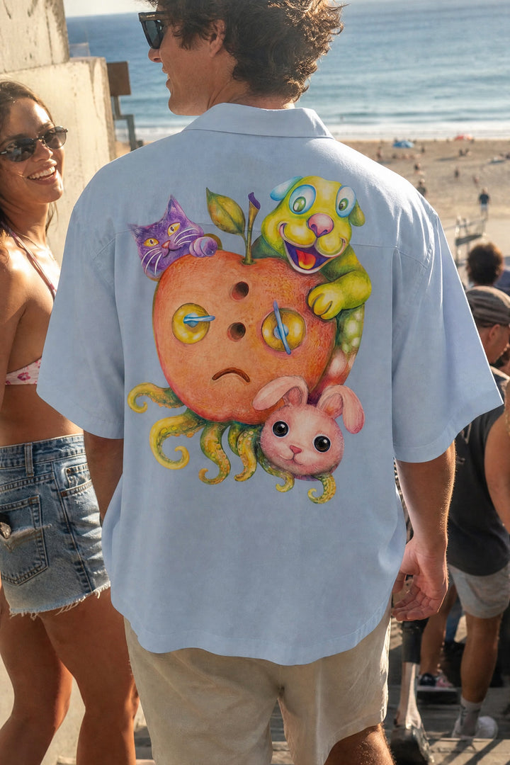 Off Supply Candy Meltdown Ice Blue Bowling Shirt