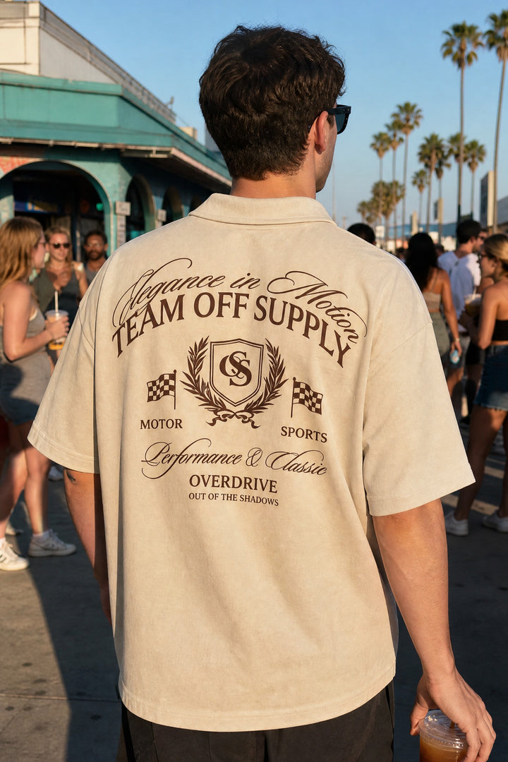 Off Supply Elegance In Motion Sand Quarter Zip T-shirt