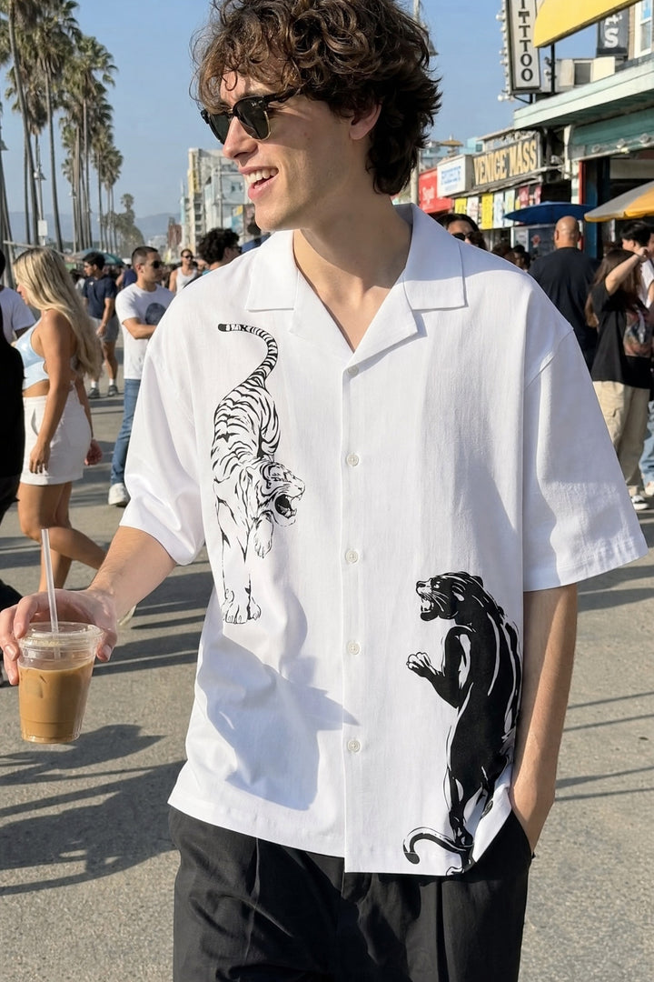 Off Supply Money Over Feelings Bowling Shirt - White