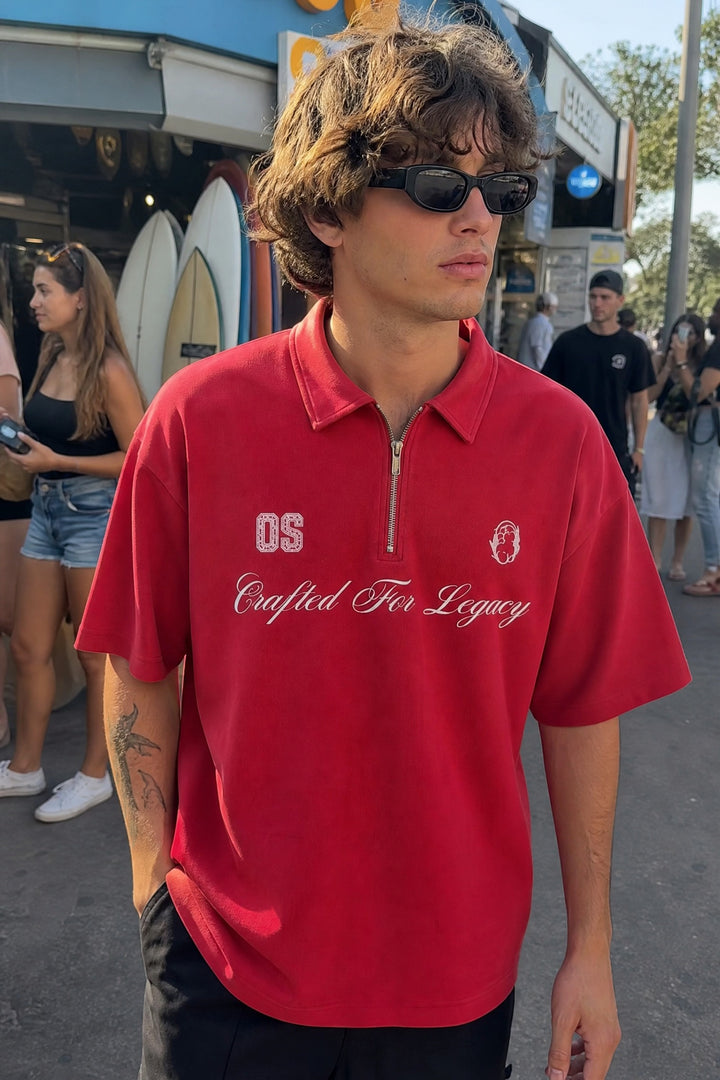 Off Supply Crafted For Legacy Red Quarter Zip T-shirt