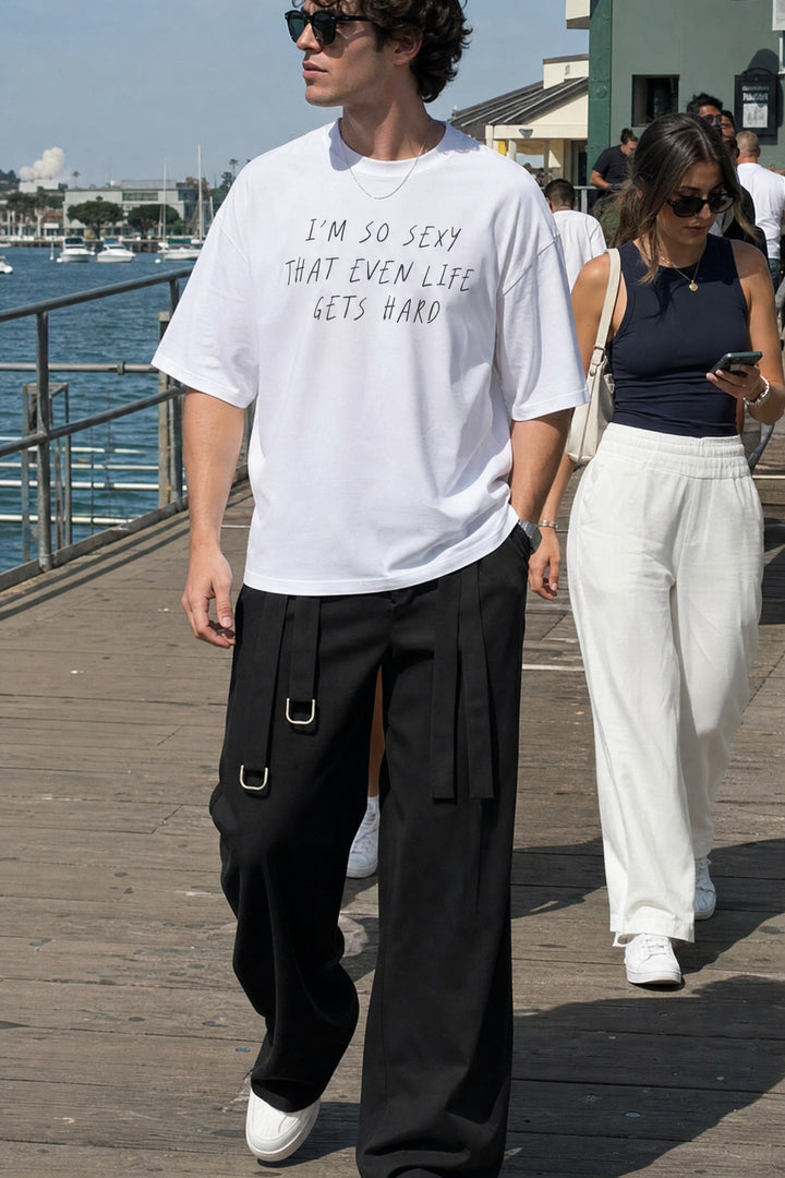 Off Supply Double Belted Wide Pants