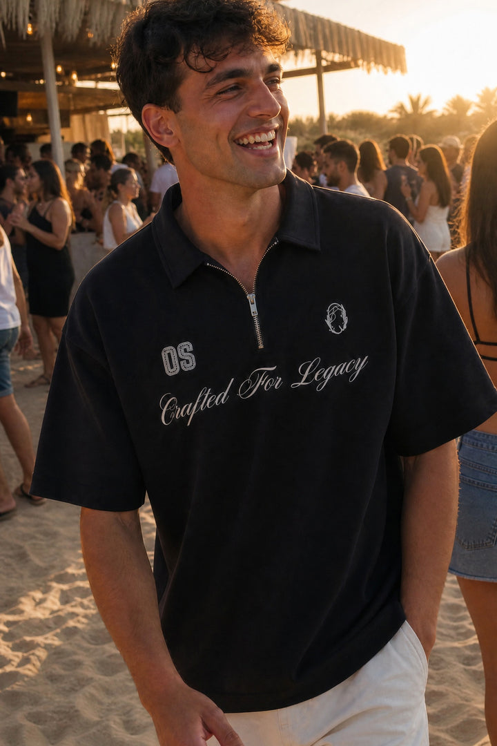 Off Supply Crafted For Legacy Black Quarter Zip T-shirt