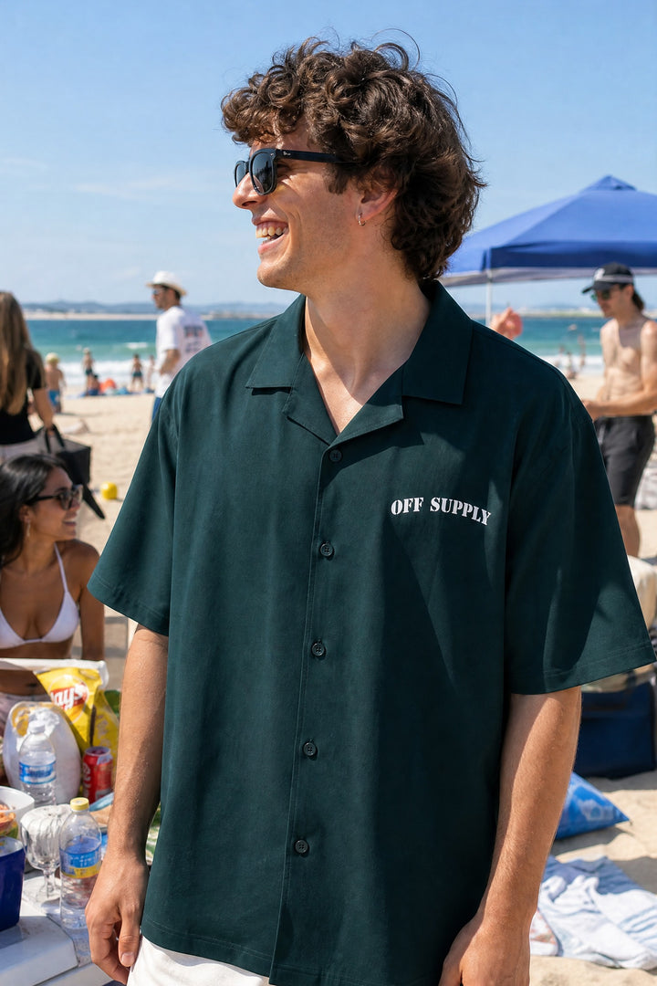 Off Supply Island Archive Bowling Shirt - Forest Green