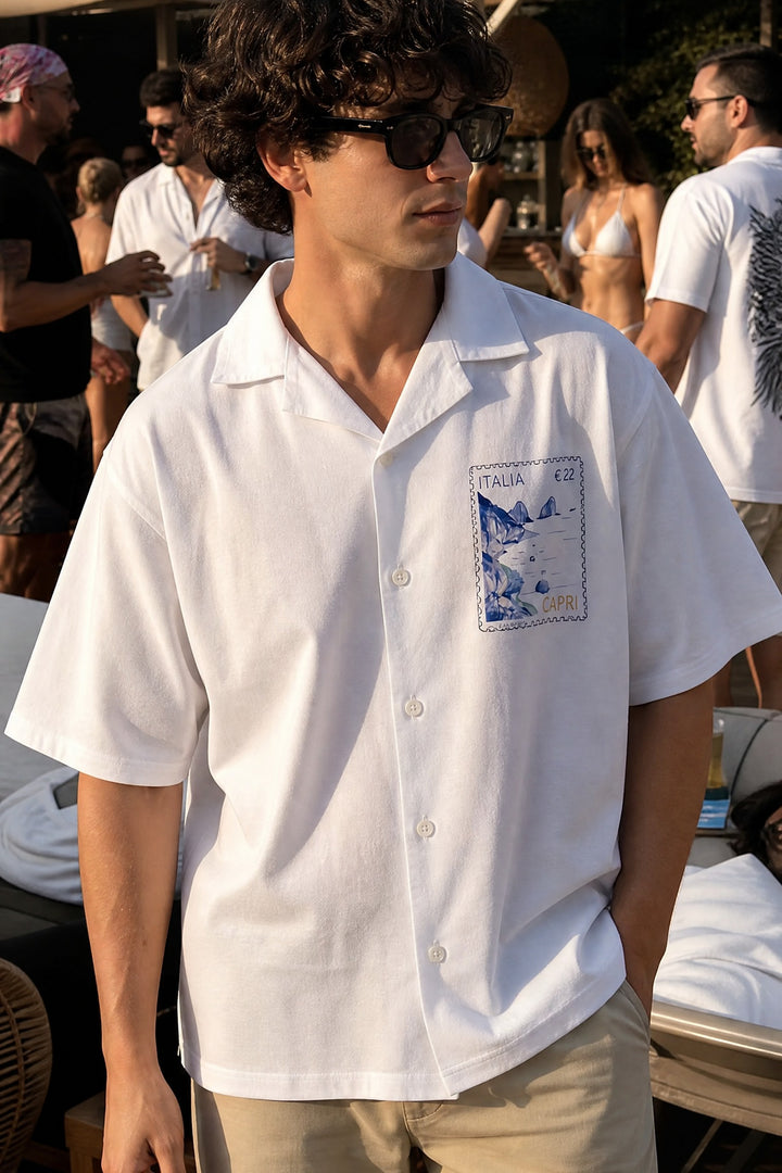 Off Supply Limoncello Afternoons Bowling Shirt White