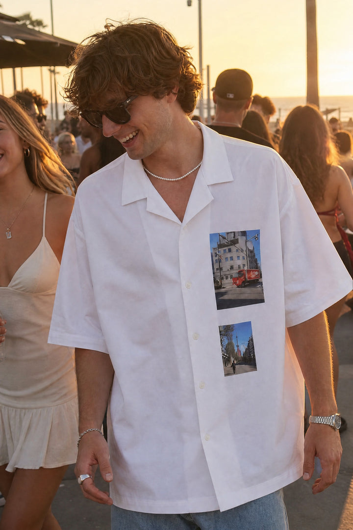 Off Supply In Transit White Bowling Shirt