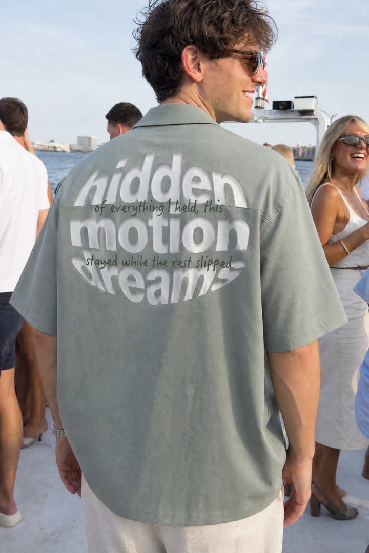 Off Supply Motion Dreams Sage Green Bowling Shirt