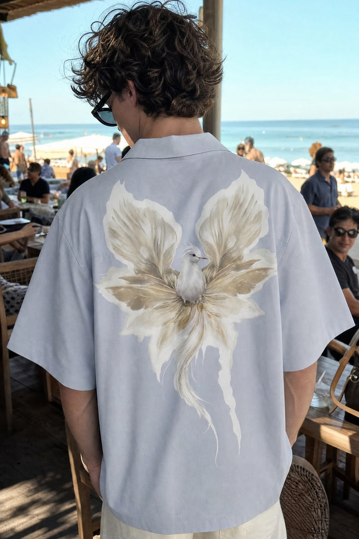 Off Supply Angelic Grey Bowling Shirt