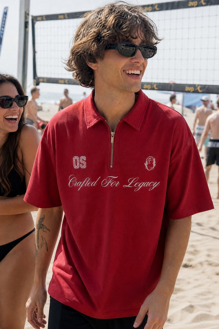 Off Supply Crafted For Legacy Red Quarter Zip T-shirt