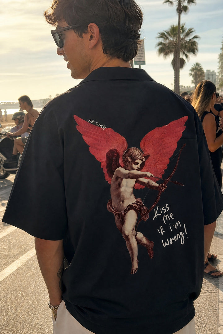 Off Supply Cupid_s Fav Black Bowling Shirt