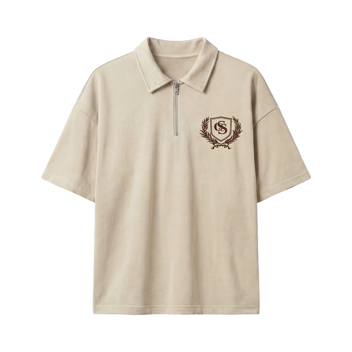 Off Supply Elegance In Motion Sand Quarter Zip T-shirt