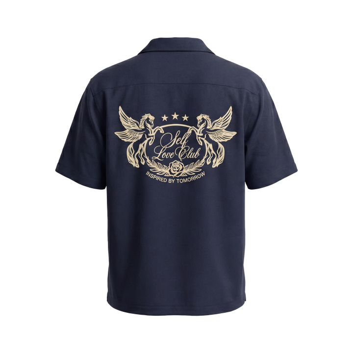 Self Love Off Supply Navy Bowling Shirt
