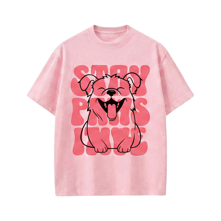 STAY PAWSITIVE OFF SUPPLY PINK T-SHIRT