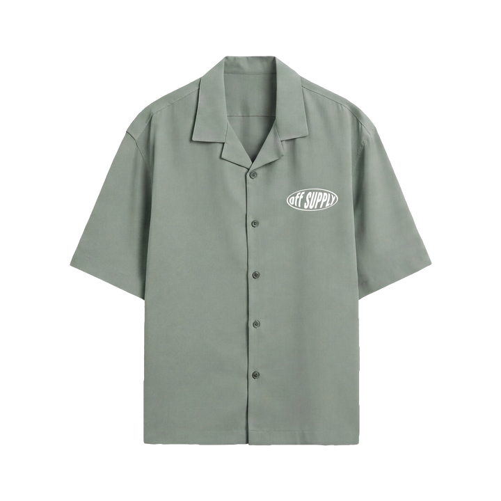 Off Supply Motion Dreams Sage Green Bowling Shirt