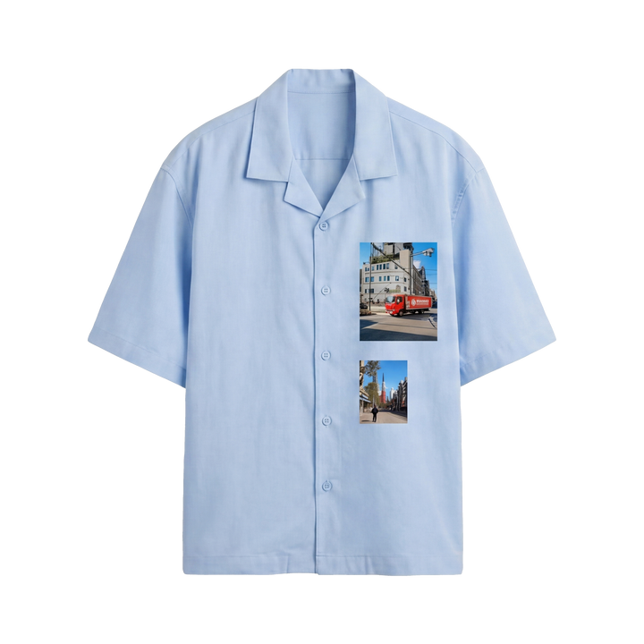Off Supply In Transit Light Blue Bowling Shirt