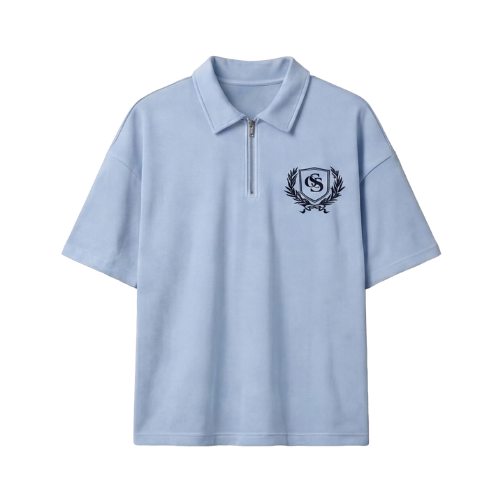 Off Supply Elegance In Motion Ice Blue Quarter Zip T-shirt